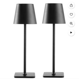 Sleek Black Table Lamps Set of 2 Wireless Rechargeable Indoor/Outdoot Brand New